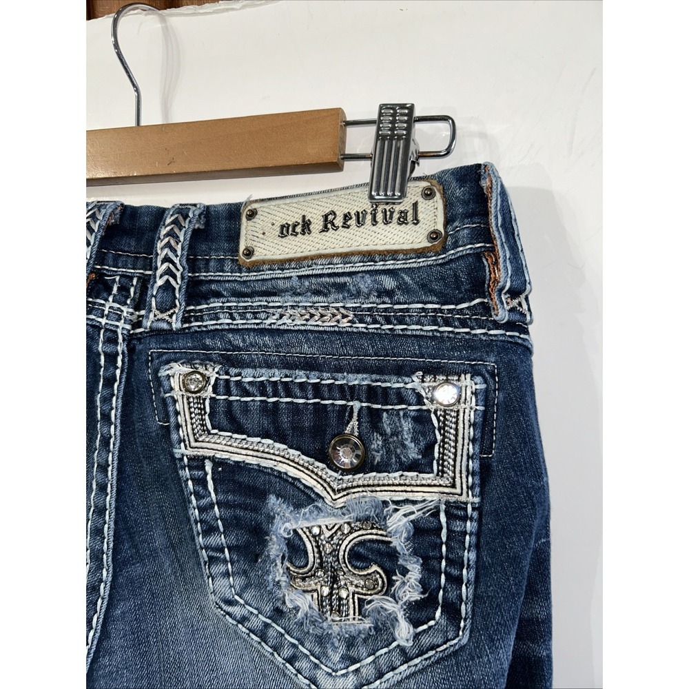 Women's Rock Revival Y2K ELLOR Slim Boot Jeans Stretch EC Sz 27 Low Rise